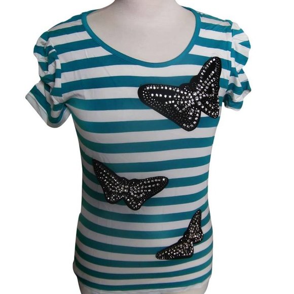 Turquoise Blue Striped Top - Picture 1 of 1